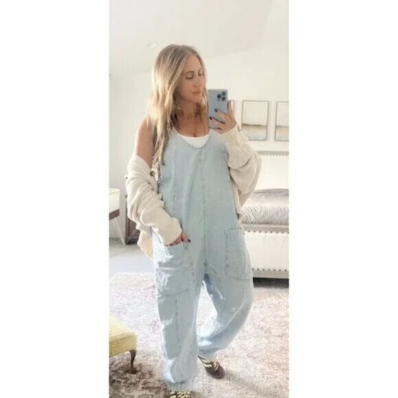 FREE PEOPLE We The Free High Roller Jumpsuit in Wash Whimsy Size X-Small - Picture 1 of 16